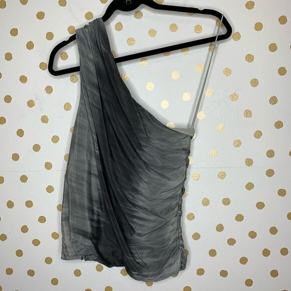 Alice + olivia gray silk one shoulder top XS - Picture 1 of 6